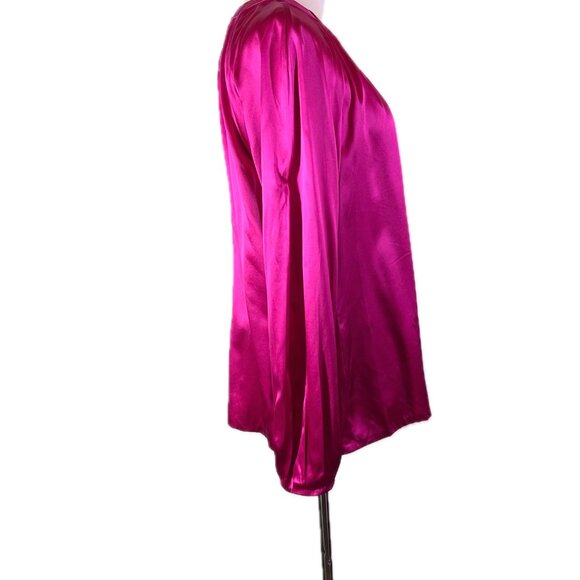 Pendleton Size 14 Silk Satin Pink Blouse Top Pleated Long Sleeve - Picture 12 of 16